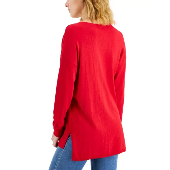 Brand new ⌛ INC International Concepts 👩 Women's Solid V-Neck Sweater, Created For Macy's Coral 💄 Lipstick 🌟 8 Brand new ⌛ INC International Concepts 👩 Women's Solid V-Neck Sweater, Created For Macy's Coral 💄 Lipstick 🌟 - Image 6