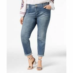 Top 10 🤩 INC International Concepts Plus Size Tummy Control Boyfriend 👖 Jeans, Created For Macy's Zenith Wash ✨