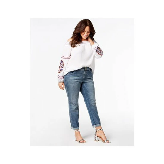 Top 10 🤩 INC International Concepts Plus Size Tummy Control Boyfriend 👖 Jeans, Created For Macy's Zenith Wash ✨ 5 Top 10 🤩 INC International Concepts Plus Size Tummy Control Boyfriend 👖 Jeans, Created For Macy's Zenith Wash ✨ - Image 3