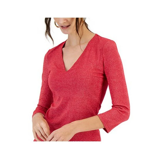 Best reviews of ✔️ INC International Concepts 👩 Women's Shimmering Ribbed 3/4-Sleeve Top, Created For Macy's Real Red ✔️ 5 Best reviews of ✔️ INC International Concepts 👩 Women's Shimmering Ribbed 3/4-Sleeve Top, Created For Macy's Real Red ✔️ - Image 3