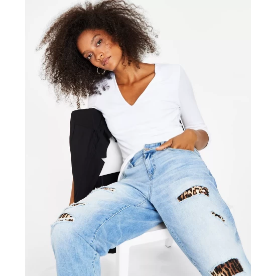 Cheapest ๐ฅฐ INC International Concepts ๐ฉ Women's High Rise Ripped Leopard Boyfriend ๐ Jeans, Regular & Petite, Created For Macy's Light Indigo โค๏ธ 7 Cheapest ๐ฅฐ INC International Concepts ๐ฉ Women's High Rise Ripped Leopard Boyfriend ๐ Jeans, Regular & Petite, Created For Macy's Light Indigo โค๏ธ - Image 5