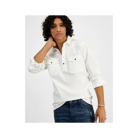 Buy 🥰 INC International Concepts I.N.C. International Concepts® Men's Regular-Fit Popover Western 👚 Shirt, Created For Macy's Bright White 🔔 5 Buy 🥰 INC International Concepts I.N.C. International Concepts® Men's Regular-Fit Popover Western 👚 Shirt, Created For Macy's Bright White 🔔 - Image 3