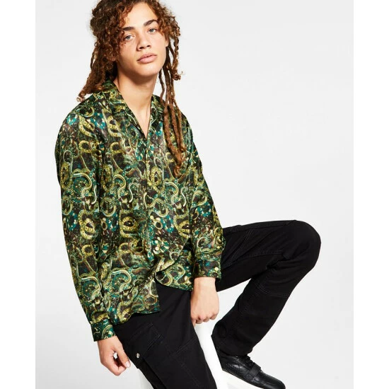 New ✔️ INC International Concepts I.N.C. International Concepts® Men's Regular-Fit Snake-Print Camp 👚 Shirt, Created For Macy's Green Leaf 🔔 3 New ✔️ INC International Concepts I.N.C. International Concepts® Men's Regular-Fit Snake-Print Camp 👚 Shirt, Created For Macy's Green Leaf 🔔