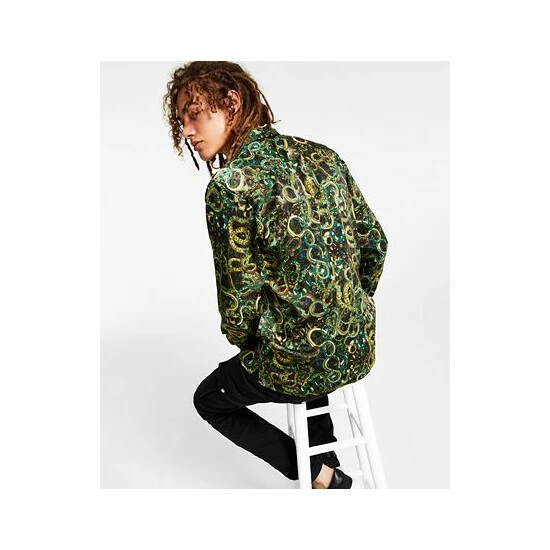 New ✔️ INC International Concepts I.N.C. International Concepts® Men's Regular-Fit Snake-Print Camp 👚 Shirt, Created For Macy's Green Leaf 🔔 4 New ✔️ INC International Concepts I.N.C. International Concepts® Men's Regular-Fit Snake-Print Camp 👚 Shirt, Created For Macy's Green Leaf 🔔 - Image 2