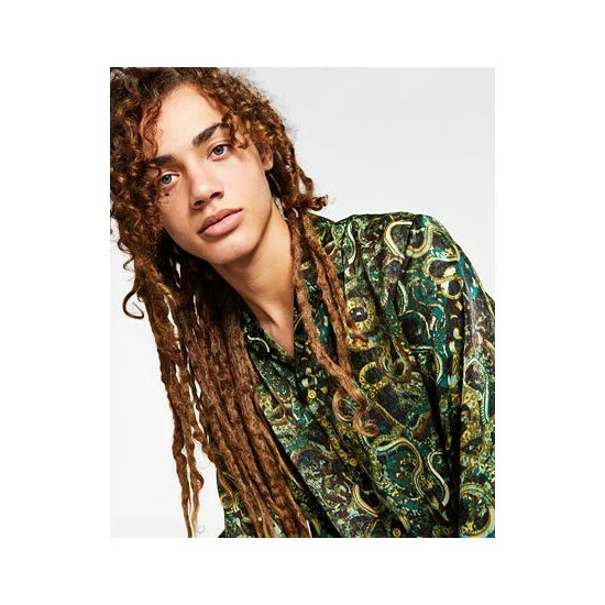 New ✔️ INC International Concepts I.N.C. International Concepts® Men's Regular-Fit Snake-Print Camp 👚 Shirt, Created For Macy's Green Leaf 🔔 5 New ✔️ INC International Concepts I.N.C. International Concepts® Men's Regular-Fit Snake-Print Camp 👚 Shirt, Created For Macy's Green Leaf 🔔 - Image 3