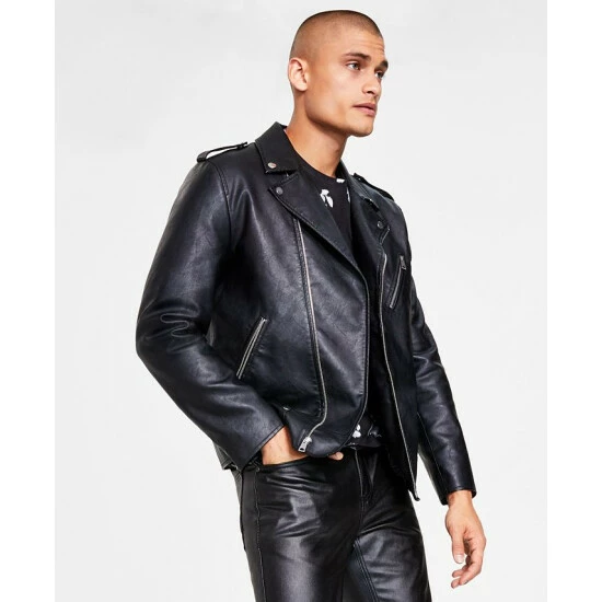 Coupon ✔️ INC International Concepts Men's Ken Pleather Biker Jacket, Created For Macy's Deep Black ✨ 3 Coupon ✔️ INC International Concepts Men's Ken Pleather Biker Jacket, Created For Macy's Deep Black ✨