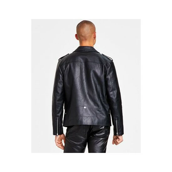 Coupon ✔️ INC International Concepts Men's Ken Pleather Biker Jacket, Created For Macy's Deep Black ✨ 4 Coupon ✔️ INC International Concepts Men's Ken Pleather Biker Jacket, Created For Macy's Deep Black ✨ - Image 2