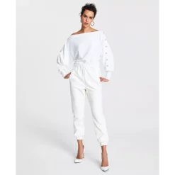 Top 10 🤩 INC International Concepts 👩 Women's Rhinestone-Button Sweater, Created For Macy's Washed White ✨