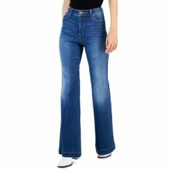 Best Sale 🌟 INC International Concepts 👩 Women's Wide-Leg High-Rise 👖 Jeans, Created For Macy's Medium Indigo 🤩