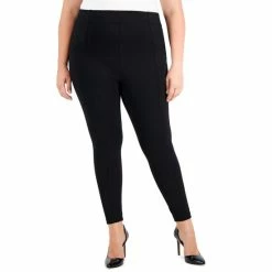 Discount ๐ INC International Concepts Plus Size Seam Detail Skinny Ponte Pants, Created For Macy's Dark Heather Grey โค๏ธ