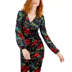 Best deal ⌛ INC International Concepts 👩 Women's Drawstring-Ruched 👗 Dress, Created For Macy's Deep Black 🎁