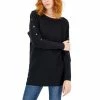 Deals 💯 INC International Concepts 👩 Women's Button-Trim Boat-Neck Sweater, Created For Macy's Deep Black 👏 -Inc International Sales unnamed file 2478