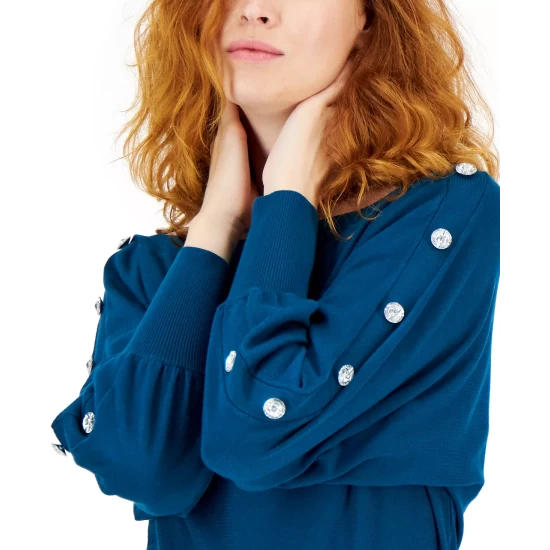 Top 10 ๐คฉ INC International Concepts ๐ฉ Women's Rhinestone-Button Sweater, Created For Macy's Washed White โจ 4 Top 10 ๐คฉ INC International Concepts ๐ฉ Women's Rhinestone-Button Sweater, Created For Macy's Washed White โจ - Image 2