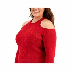Buy ❤️ INC International Concepts Plus Size Shine Cold-Shoulder Sweater, Created For Macy's Silver ⌛ -Inc International Sales unnamed file 2529