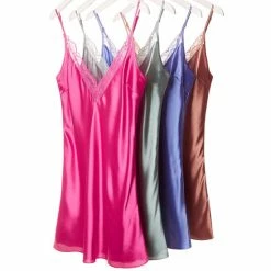 Best Sale โจ INC International Concepts Lace-Trim Satin Chemise Nightgown Lingerie Collection, Created For Macy's Pink Lightening โค๏ธ