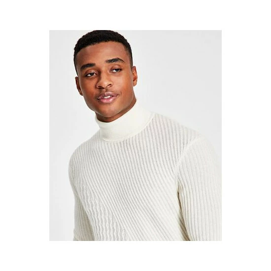 Brand new 🎁 INC International Concepts Men's Cashmere Mixed-Stitch Turtleneck Sweater, Created For Macy's Deep Black 🔔 5 Brand new 🎁 INC International Concepts Men's Cashmere Mixed-Stitch Turtleneck Sweater, Created For Macy's Deep Black 🔔 - Image 3