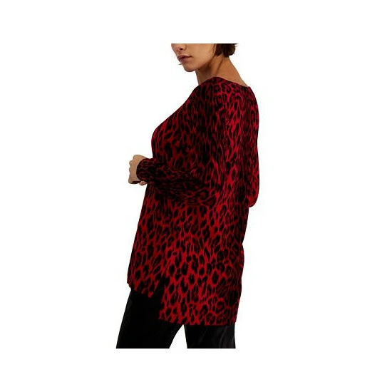 Best Pirce ๐ฅ INC International Concepts ๐ฉ Women's Leopard-Print Boat-Neck Sweater, Created For Macy's Natural Leo Red โจ 4 Best Pirce ๐ฅ INC International Concepts ๐ฉ Women's Leopard-Print Boat-Neck Sweater, Created For Macy's Natural Leo Red โจ - Image 2