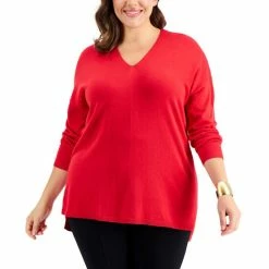 Cheap ๐ INC International Concepts Plus Size V-Neck Sweater, Created For Macy's Teal Kingfisher ๐