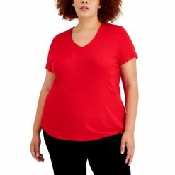 Buy 👏 INC International Concepts Plus Size Ribbed V-Neck T-Shirt, Created For Macy's Costa Green 🎉