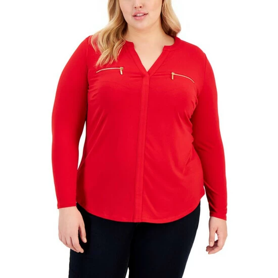 Deals ๐ INC International Concepts Plus Size Zip-Pocket Top, Created For Macy's Teal Kingfisher ๐ 3 Deals ๐ INC International Concepts Plus Size Zip-Pocket Top, Created For Macy's Teal Kingfisher ๐