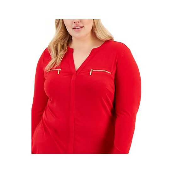 Deals ๐ INC International Concepts Plus Size Zip-Pocket Top, Created For Macy's Teal Kingfisher ๐ 4 Deals ๐ INC International Concepts Plus Size Zip-Pocket Top, Created For Macy's Teal Kingfisher ๐ - Image 2
