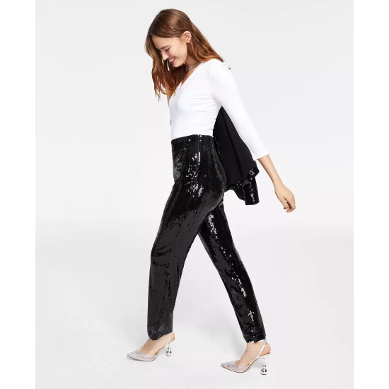 Wholesale ✨ INC International Concepts 👩 Women's Sequin Straight-Leg Pants, Created For Macy's Port 🥰 7 Wholesale ✨ INC International Concepts 👩 Women's Sequin Straight-Leg Pants, Created For Macy's Port 🥰 - Image 5