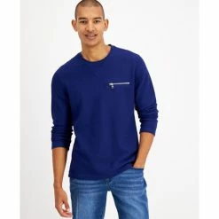 Deals ๐ฅฐ INC International Concepts Men's Ottoman Ribbed T-Shirt, Created For Macy's Navy Bud ๐