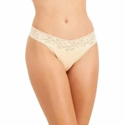 Deals 🥰 INC International Concepts 👩 Women's Lace-Trim Thong Underwear, Created For Macy's Almond Latte 👍