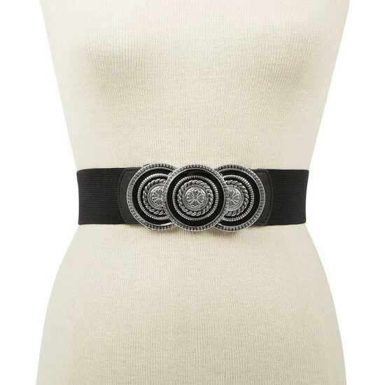 Best Sale ❤️ INC International Concepts Round-Buckle Stretch Belt, Created For Macy's Black/silver 🎉 3 Best Sale ❤️ INC International Concepts Round-Buckle Stretch Belt, Created For Macy's Black/silver 🎉