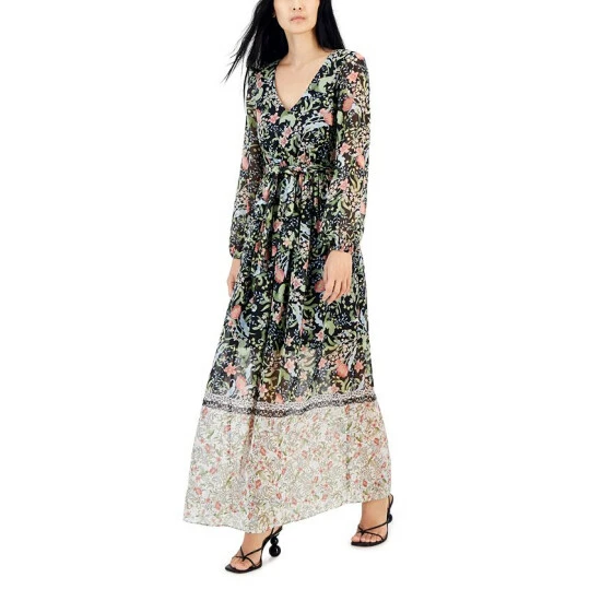 New ๐ INC International Concepts Floral-Print Tie-Waist V-Neck Maxi ๐ Dress, Created For Macy's Black Combo โ 3 New ๐ INC International Concepts Floral-Print Tie-Waist V-Neck Maxi ๐ Dress, Created For Macy's Black Combo โ
