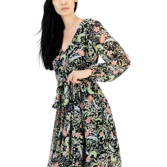 New ๐ INC International Concepts Floral-Print Tie-Waist V-Neck Maxi ๐ Dress, Created For Macy's Black Combo โ 6 New ๐ INC International Concepts Floral-Print Tie-Waist V-Neck Maxi ๐ Dress, Created For Macy's Black Combo โ - Image 4