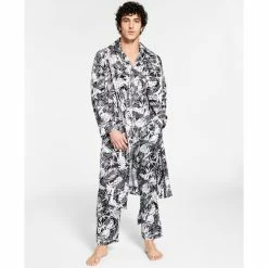 Best Pirce ๐ INC International Concepts Men's Satin Pajamas & Robe Set, Created For Macy's Deep Black ๐