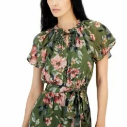 Flash Sale ❤️ INC International Concepts 👩 Women's Printed Flutter-Sleeve Tie-Neck Midi 👗 Dress, Created For Macy's Tarmac Combo ✨ -Inc International Sales unnamed file 2698