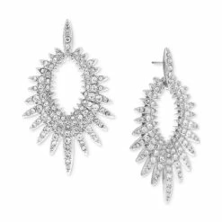 Best Sale โญ INC International Concepts Silver-Tone Pavรฉ Starburst Doorknocker Drop Earrings, Created For Macy's ๐