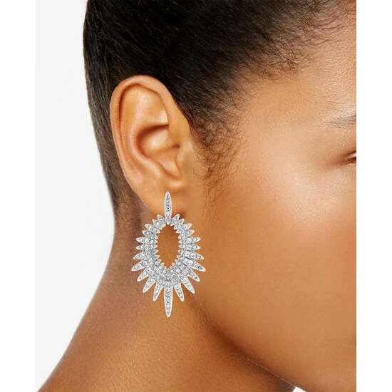 Best Sale ⭐ INC International Concepts Silver-Tone Pavé Starburst Doorknocker Drop Earrings, Created For Macy's 😍 4 Best Sale ⭐ INC International Concepts Silver-Tone Pavé Starburst Doorknocker Drop Earrings, Created For Macy's 😍 - Image 2