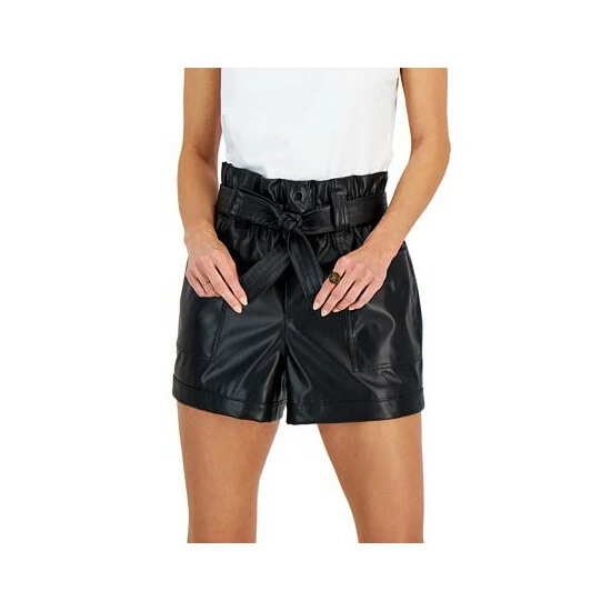 Wholesale 🔥 INC International Concepts 👩 Women's High-Rise Belted Faux-Leather Shorts, Created For Macy's Deep Black ⭐ 5 Wholesale 🔥 INC International Concepts 👩 Women's High-Rise Belted Faux-Leather Shorts, Created For Macy's Deep Black ⭐ - Image 3