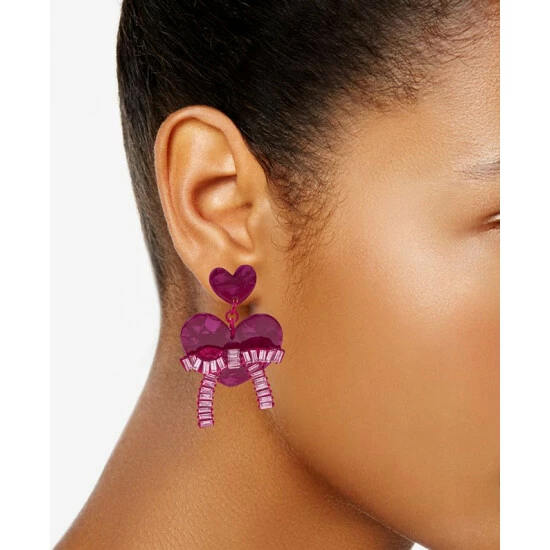 Coupon 🌟 INC International Concepts Fuchsia-Tone Baguette Stone Bow Heart Drop Earrings, Created For Macy's Red 🎁 4 Coupon 🌟 INC International Concepts Fuchsia-Tone Baguette Stone Bow Heart Drop Earrings, Created For Macy's Red 🎁 - Image 2