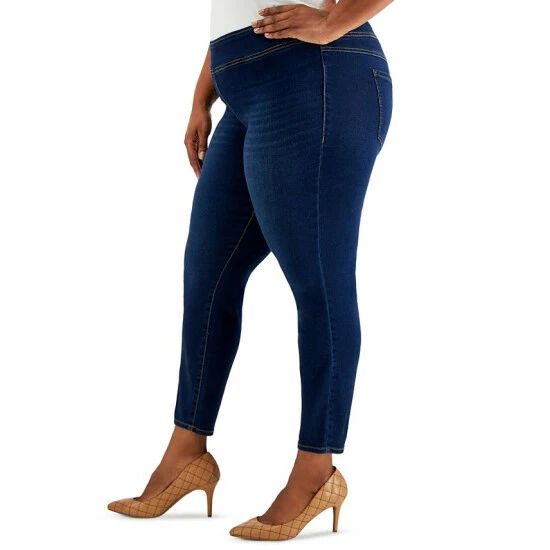 Cheapest 👏 INC International Concepts Plus Size Pull-On Denim Jeggings, Created For Macy's Noir Wash 🔥 6 Cheapest 👏 INC International Concepts Plus Size Pull-On Denim Jeggings, Created For Macy's Noir Wash 🔥 - Image 4