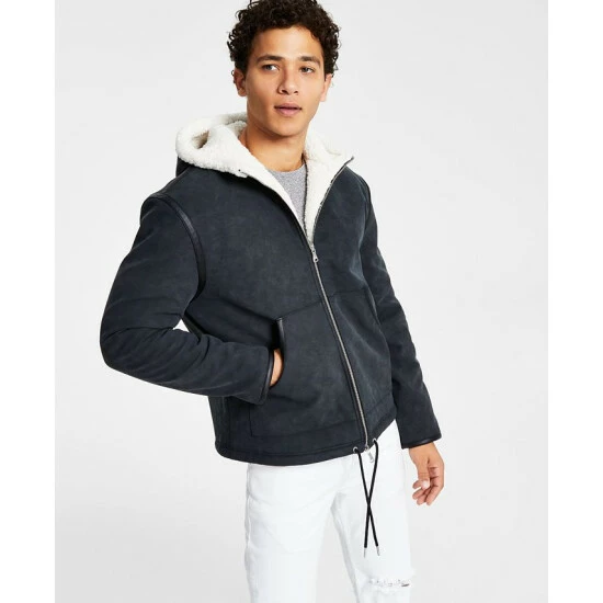Best deal 🎉 INC International Concepts Men's Erik Classic-Fit Fleece-Lined Hooded Jacket With Faux-Leather Trim, Created For Macy's Deep Black ⭐ 3 Best deal 🎉 INC International Concepts Men's Erik Classic-Fit Fleece-Lined Hooded Jacket With Faux-Leather Trim, Created For Macy's Deep Black ⭐