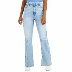Best deal 🔔 INC International Concepts 👩 Women's High-Rise Distressed Slim Flared 👖 Jeans, Created For Macy's Light Indigo 🛒