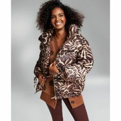 Discount 🎉 INC International Concepts Ade Samuel For INC 👩 Women's Animal-Print Tie-Cuff Puffer Jacket, Created For Macy's Bella Animal 🎁