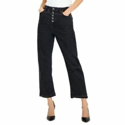 Cheapest ๐ INC International Concepts ๐ฉ Women's High-Rise Button-Fly Straight-Leg ๐ Jeans, Created For Macy's Black ๐งจ