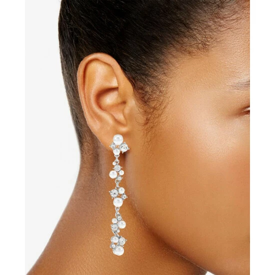 Cheapest ✨ INC International Concepts Silver-Tone Crystal & Imitation Pearl Linear Drop Earrings, Created For Macy's ✔️ 4 Cheapest ✨ INC International Concepts Silver-Tone Crystal & Imitation Pearl Linear Drop Earrings, Created For Macy's ✔️ - Image 2