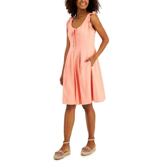 Best Sale ๐ INC International Concepts ๐ฉ Women's Tie Detail Fit & Flare ๐ Dress, Created For Macy's Coral Punch โญ 3 Best Sale ๐ INC International Concepts ๐ฉ Women's Tie Detail Fit & Flare ๐ Dress, Created For Macy's Coral Punch โญ