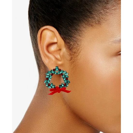 Coupon 🧨 INC International Concepts Holiday Lane Hematite-Tone Red & Green Crystal Wreath Drop Earrings, Created For Macy's Multi ❤️ 4 Coupon 🧨 INC International Concepts Holiday Lane Hematite-Tone Red & Green Crystal Wreath Drop Earrings, Created For Macy's Multi ❤️ - Image 2