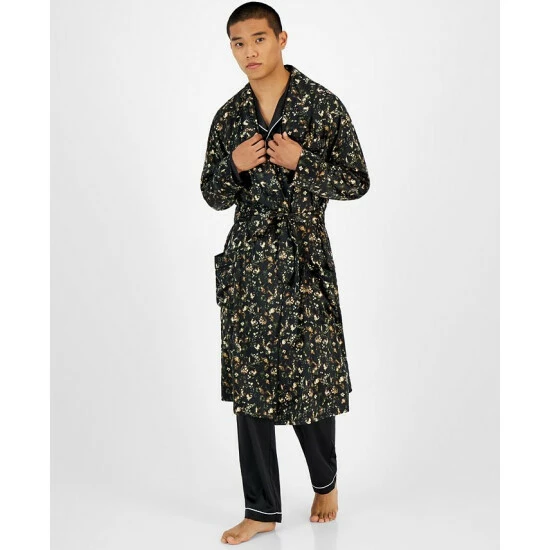 Discount 🥰 INC International Concepts I.N.C. International Concepts® Men's Floral-Print Robe, Created For Macy's Black/green 🎉 3 Discount 🥰 INC International Concepts I.N.C. International Concepts® Men's Floral-Print Robe, Created For Macy's Black/green 🎉