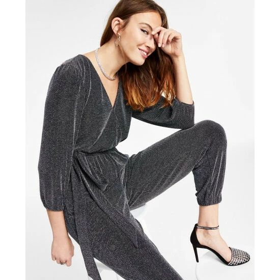 Coupon ✔️ INC International Concepts Metallic Belted Jumpsuit, Created For Macy's Black Lurex 🔥 6 Coupon ✔️ INC International Concepts Metallic Belted Jumpsuit, Created For Macy's Black Lurex 🔥 - Image 4