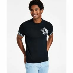 Inc International Sales 5 Best Sale 🔔 INC International Concepts Men's Romeo Classic-Fit Short-Sleeve Floral T-Shirt, Created For Macy's Deep Black ✔️