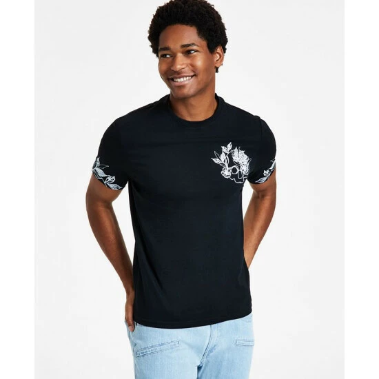 Best Sale 🔔 INC International Concepts Men's Romeo Classic-Fit Short-Sleeve Floral T-Shirt, Created For Macy's Deep Black ✔️ 2 Best Sale 🔔 INC International Concepts Men's Romeo Classic-Fit Short-Sleeve Floral T-Shirt, Created For Macy's Deep Black ✔️