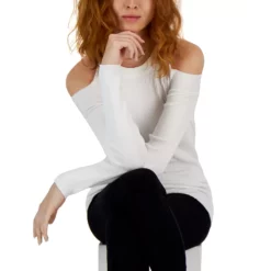 Discount 🎁 INC International Concepts 👩 Women's Ribbed Cold-Shoulder Sweater, Created For Macy's Heather Oatmeal 😉 -Inc International Sales unnamed file 346